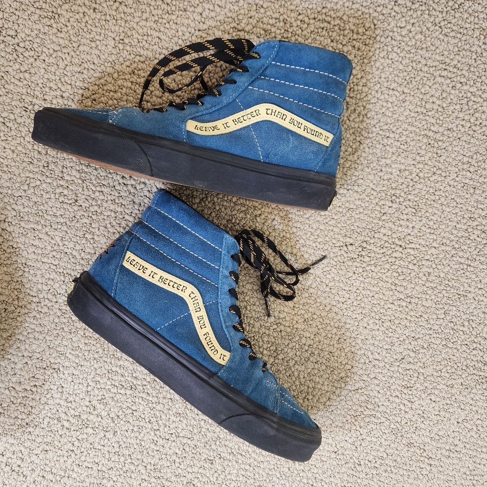 VANS SK8-Hi-Project "Leave It Better Than You Found It" Teal Suede Sneakers US 8